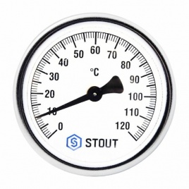 Термометр биметаллический с погружной гильзой (корпус Dn 100 мм, гильза 50 мм 1/2&quot;) Stout